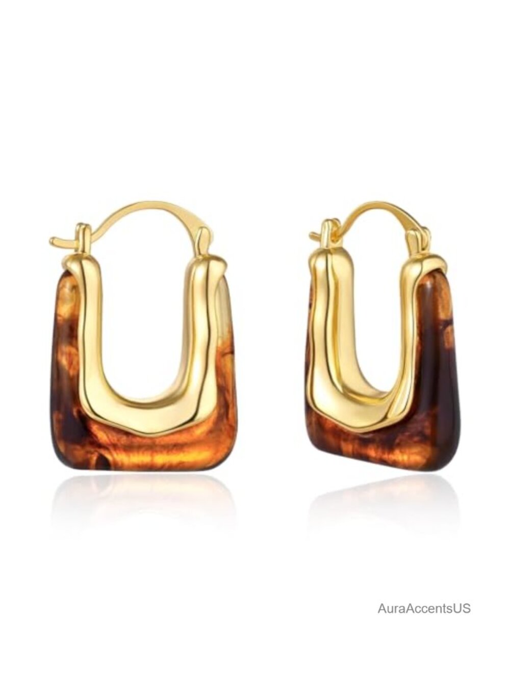 Clear Acrylic Gold Plated Hoop Earrings Latch Back Lightweight